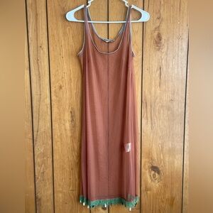 Acne Studios blush, sheer dangle midi dress.